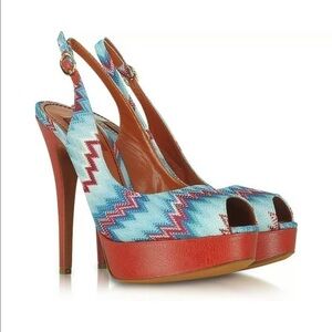 Missoni Platform Peep Toe Sling Back Zig Zag Heel